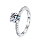 Round Solitaire Floral Shoulder Moissanite Ring in 925 Sterling Silver