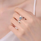 Round Solitaire Floral Shoulder Moissanite Ring in 925 Sterling Silver