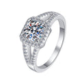 Round Halo Split Shank Moissanite Ring in 925 Sterling Silver