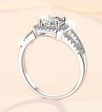 Round Halo Split Shank Moissanite Ring in 925 Sterling Silver