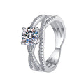 Round Solitaire Multi Band Moissanite Ring in 925 Sterling Silver