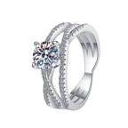 Round Solitaire Multi Band Moissanite Ring in 925 Sterling Silver