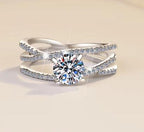 Round Solitaire Multi Band Moissanite Ring in 925 Sterling Silver