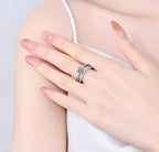 Round Solitaire Multi Band Moissanite Ring in 925 Sterling Silver
