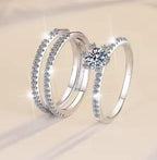 Round Solitaire Bridal Set Moissanite Ring in 925 Sterling Silver