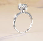 Round Solitaire Wide Pavé Moissanite Ring in 925 Sterling Silver