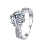 Round Floral Shoulder Solitaire Moissanite Ring in 925 Sterling Silver