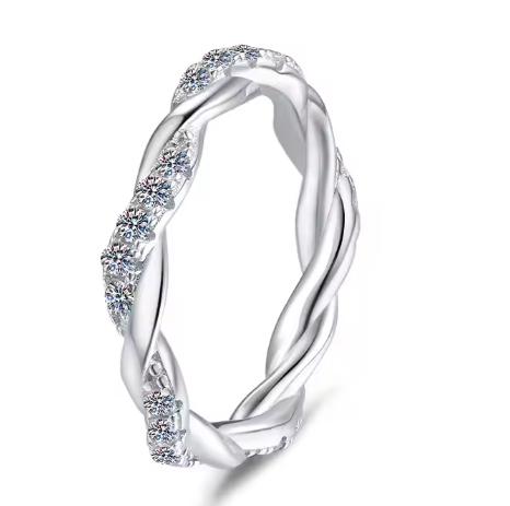 Marquise Leaf Wedding Band Moissanite Ring in 925 Sterling Silver