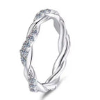 Marquise Leaf Wedding Band Moissanite Ring in 925 Sterling Silver