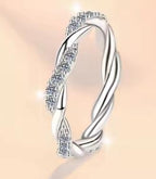 Marquise Leaf Wedding Band Moissanite Ring in 925 Sterling Silver