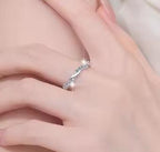 Marquise Leaf Wedding Band Moissanite Ring in 925 Sterling Silver