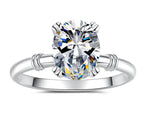 Oval Solitaire Split Band Moissanite Ring in 925 Sterling Silver