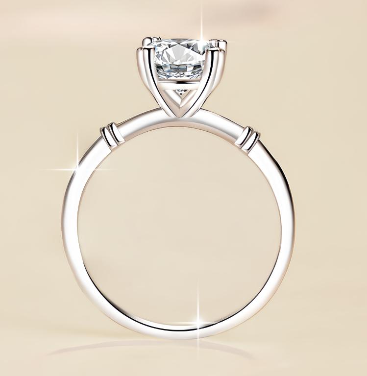 Oval Solitaire Split Band Moissanite Ring in 925 Sterling Silver