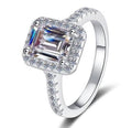 Emerald Cut Halo Moissanite Ring in 925 Sterling Silver