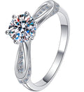 Round Solitaire Ribbon Band Moissanite Ring in 925 Sterling Silver
