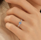 Round Solitaire Ribbon Band Moissanite Ring in 925 Sterling Silver