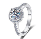 Round Halo Classic Moissanite Ring in 925 Sterling Silver