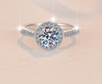 Round Halo Classic Moissanite Ring in 925 Sterling Silver