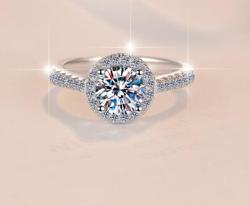 Round Halo Classic Moissanite Ring in 925 Sterling Silver