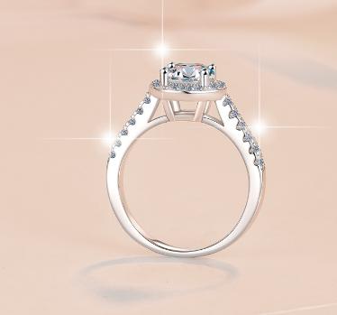 Round Halo Classic Moissanite Ring in 925 Sterling Silver