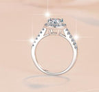 Round Halo Classic Moissanite Ring in 925 Sterling Silver