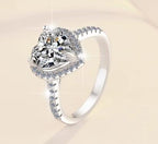 Pear Cut Wide Halo Moissanite Ring in 925 Sterling Silver