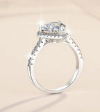 Pear Cut Wide Halo Moissanite Ring in 925 Sterling Silver