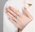 Pear Cut Wide Halo Moissanite Ring in 925 Sterling Silver