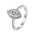 Marquise Cut Halo Moissanite Ring in 925 Sterling Silver