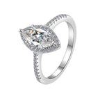 Marquise Cut Halo Moissanite Ring in 925 Sterling Silver