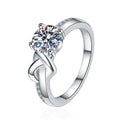 Round Crossover Solitaire Moissanite Ring in 925 Sterling Silver