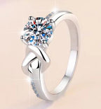 Round Crossover Solitaire Moissanite Ring in 925 Sterling Silver