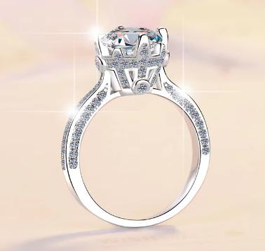 Round Solitaire Split Shank Moissanite Ring in 925 Sterling Silver