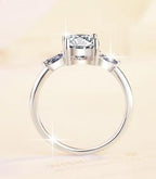 Emerald Cut Baguette Side Stone Moissanite Ring in 925 Sterling Silver