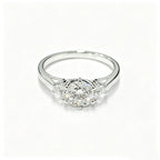 Round Lab Diamond Ring, 925 Silver, Certified
