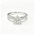 Round Lab Diamond Ring, 925 Silver, Certified