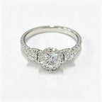 Round Lab Diamond Ring with Side Stones, 925 Silver, Certified