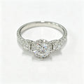 Round Lab Diamond Ring with Side Stones, 925 Silver, Certified