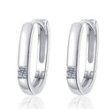 Minimal Pavé Oval Hoop Moissanite Earrings in Sterling Silver
