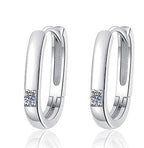 Minimal Pavé Oval Hoop Moissanite Earrings in Sterling Silver