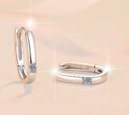 Minimal Pavé Oval Hoop Moissanite Earrings in Sterling Silver