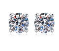 Round Solitaire Prong Stud Moissanite Earrings in Sterling Silver