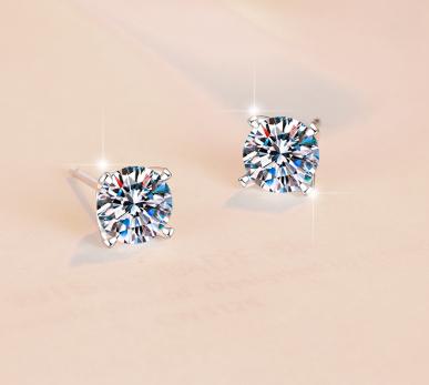 Round Solitaire Prong Stud Moissanite Earrings in 925 Sterling Silver
