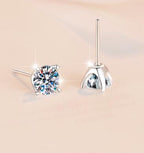 Round Solitaire Prong Stud Moissanite Earrings in Sterling Silver