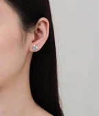 Round Solitaire Prong Stud Moissanite Earrings in Sterling Silver