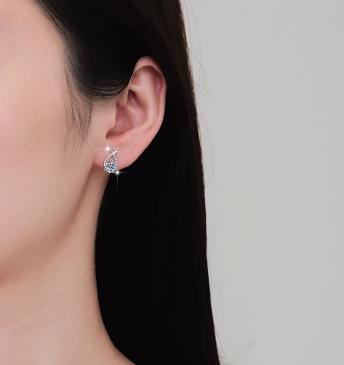 Round Solitaire Crossover Stud Moissanite Earrings in Sterling Silver