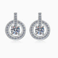 Round Halo Circle Drop Moissanite Earrings in Sterling Silver