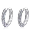 Inside Out Pavé Hoop Moissanite Earrings in Sterling Silver