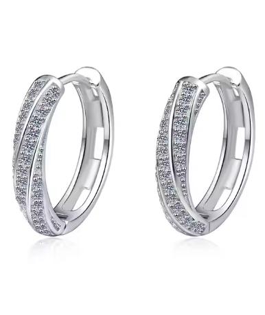 Inside Out Pavé Hoop Moissanite Earrings in Sterling Silver