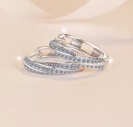 Inside Out Pavé Hoop Moissanite Earrings in 925 Sterling Silver